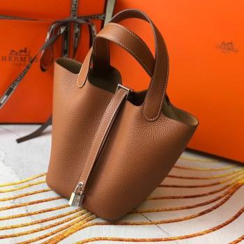 Hermes Picotin Lock Bag 22cm in Togo Calfskin Leather Brown/Silver 2025 (FL-250808165)