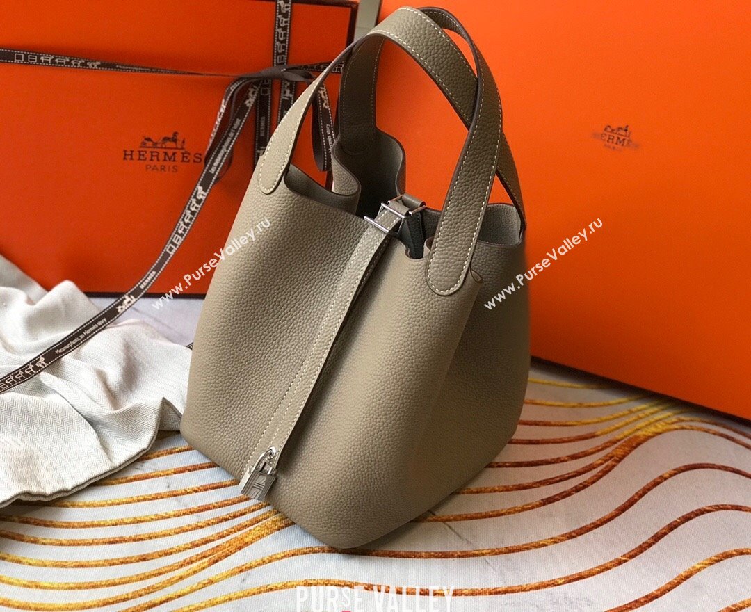 Hermes Picotin Lock Bag 22cm in Togo Calfskin Leather Dove Grey 2025 (FL-250808166)