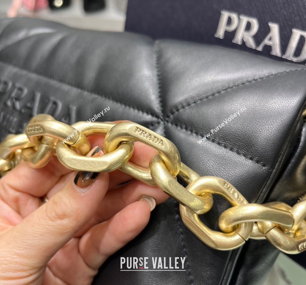 Prada Padded Nappa Leather Shoulder Bag 1BD306 Black/Gold 2021 (YZ-21120601)