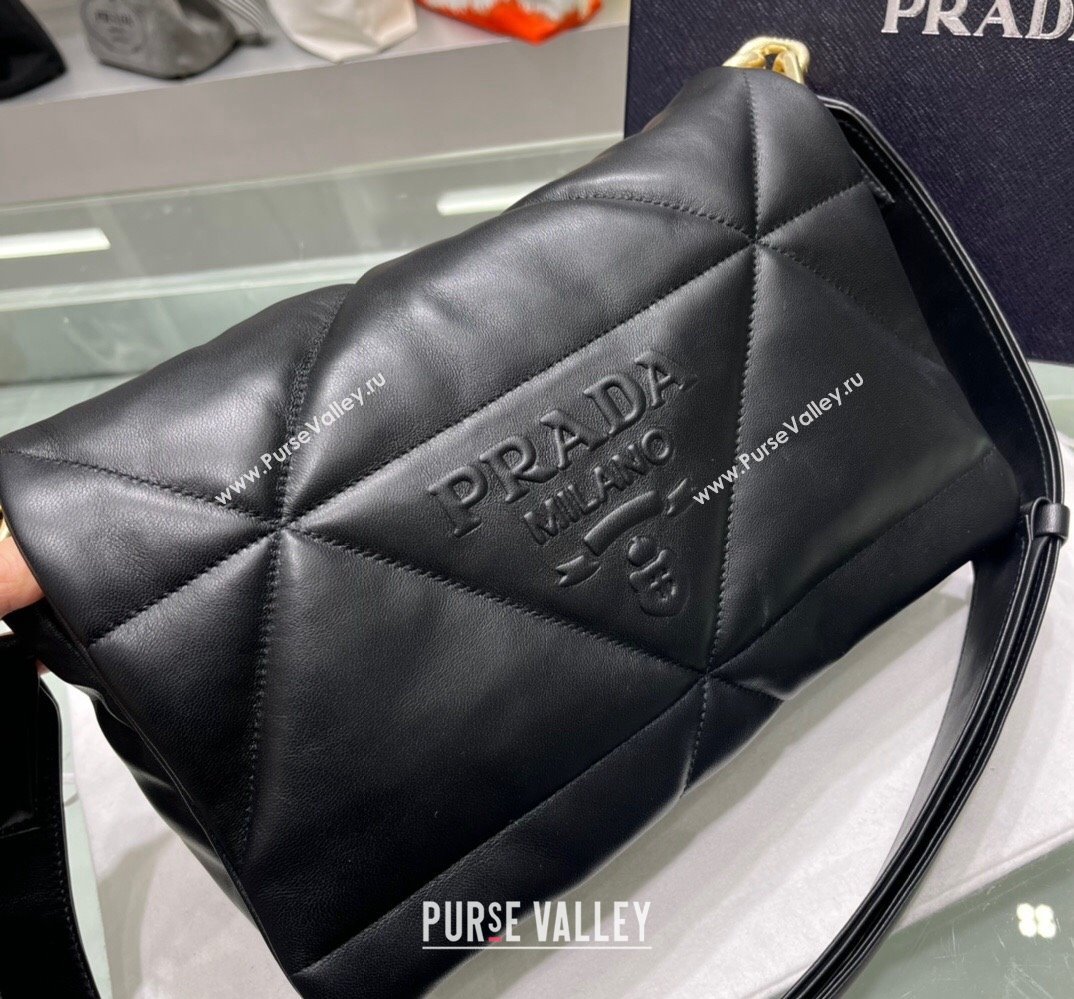 Prada Padded Nappa Leather Shoulder Bag 1BD306 Black/Gold 2021 (YZ-21120601)