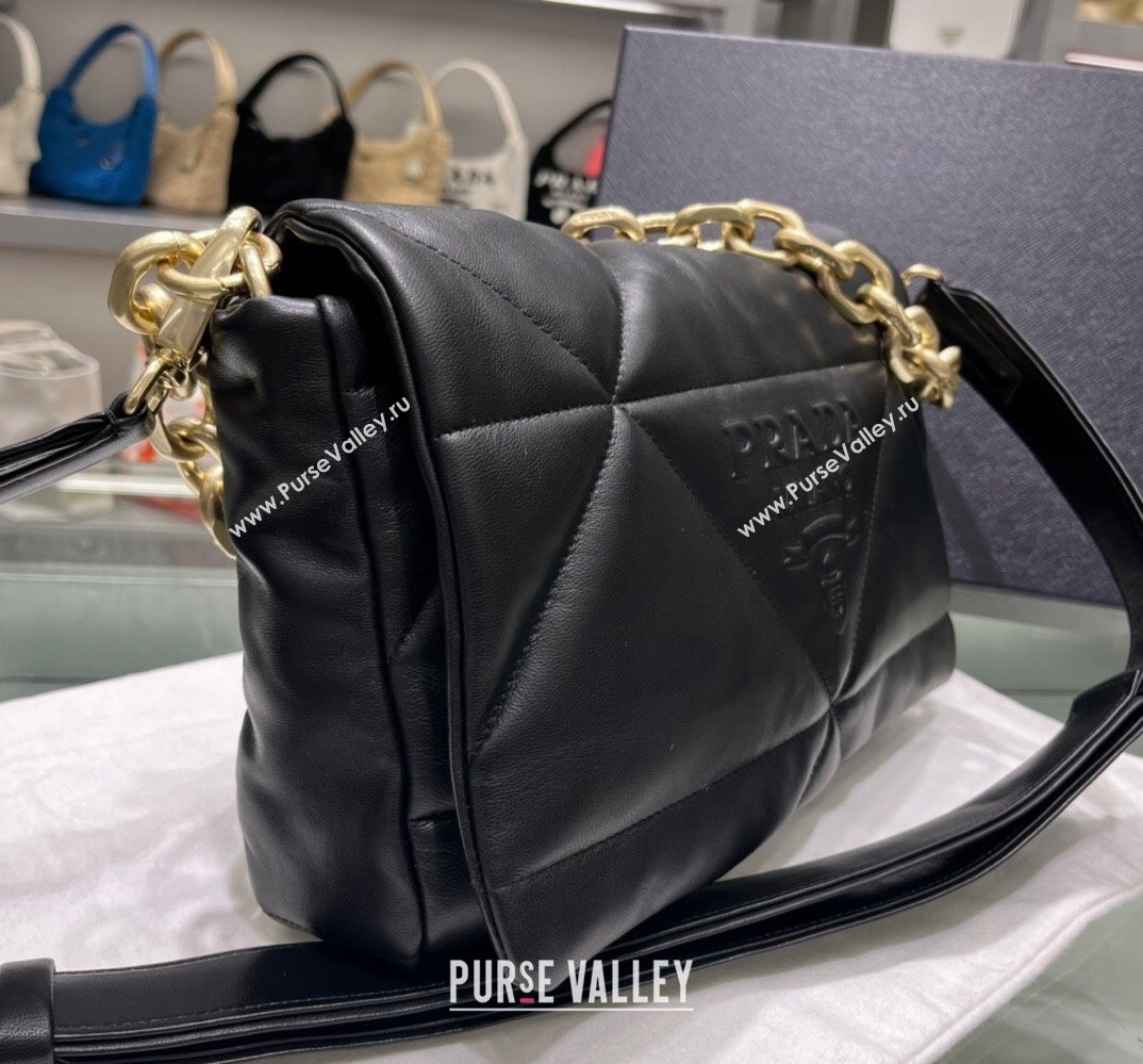Prada Padded Nappa Leather Shoulder Bag 1BD306 Black/Gold 2021 (YZ-21120601)