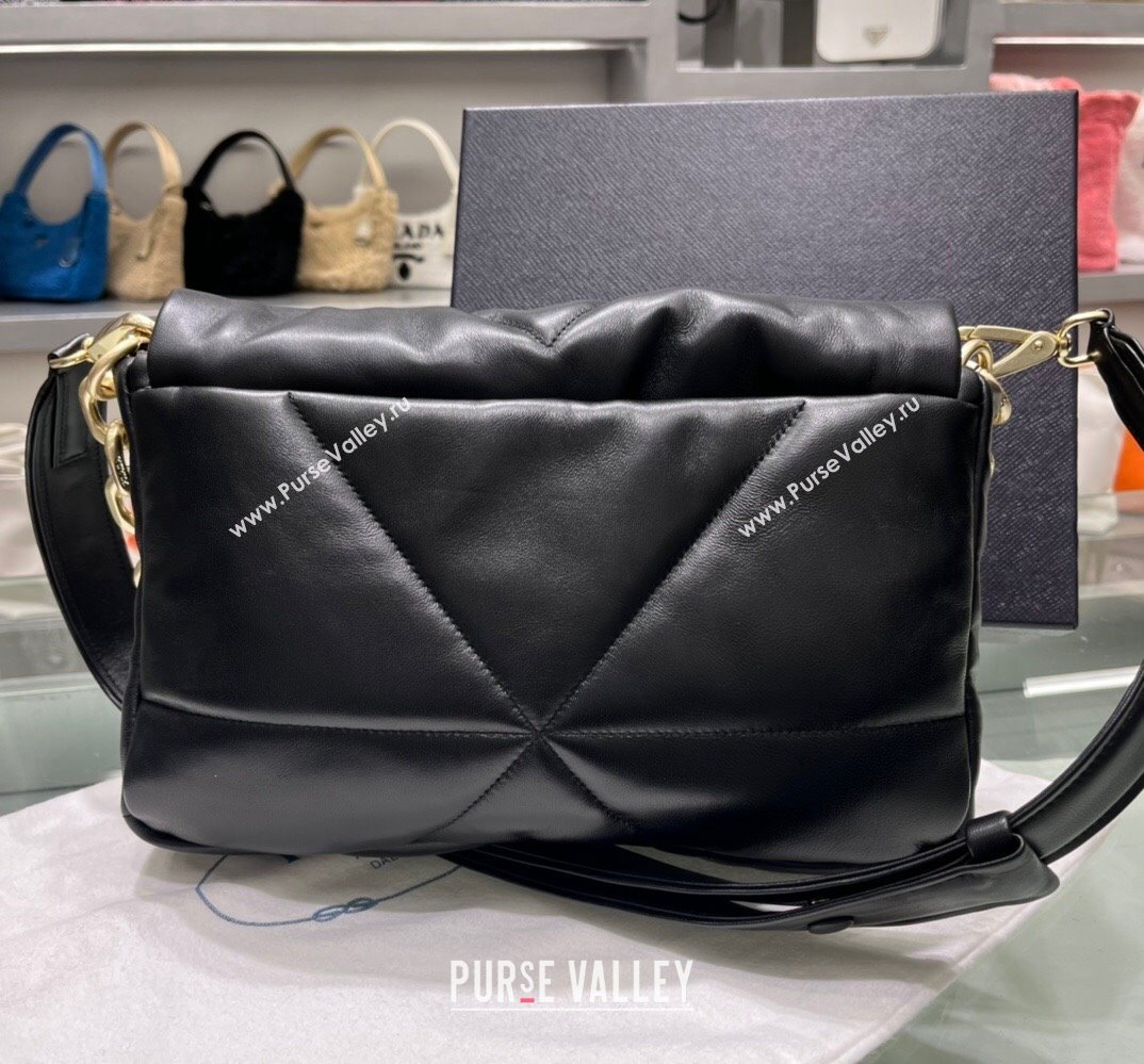 Prada Padded Nappa Leather Shoulder Bag 1BD306 Black/Gold 2021 (YZ-21120601)