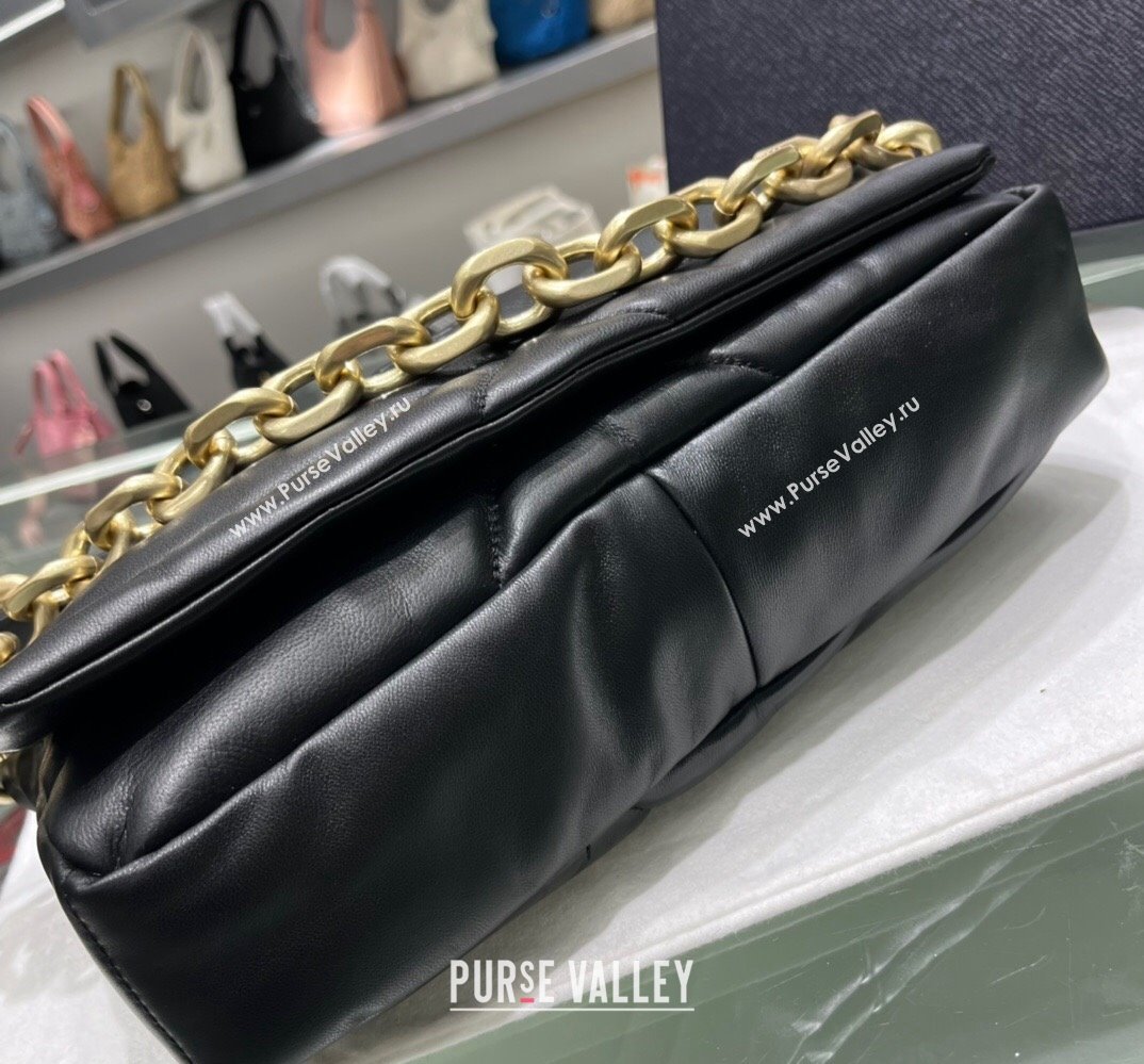 Prada Padded Nappa Leather Shoulder Bag 1BD306 Black/Gold 2021 (YZ-21120601)
