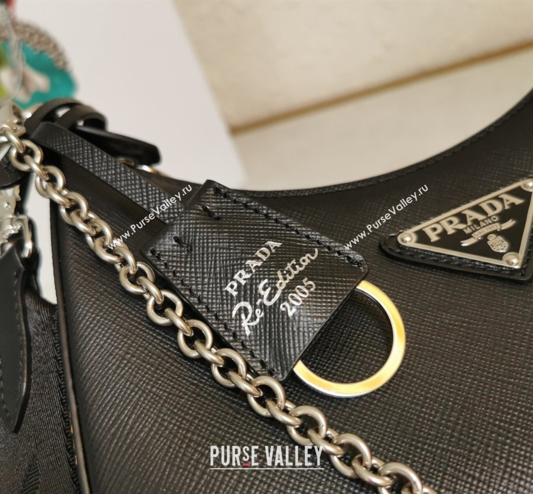 Prada Re-Edition 2005 Saffiano Leather Hobo Bag 1BH204 Black 2022 (YZ-22012315)