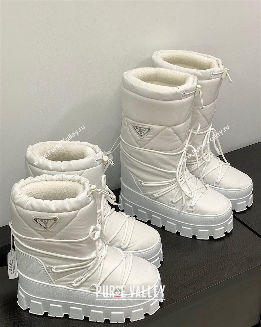 Prada Nylon gabardine apres-ski boots White 2023 1U007N2 (MD-231013051)