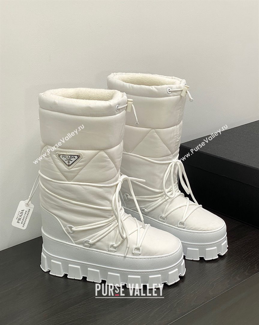 Prada Nylon gabardine apres-ski boots White 2023 1U007N2 (MD-231013051)