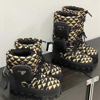 Prada Nylon gabardine apres-ski boots with Pouch Beige 2023 1U007N (MD-231013052)