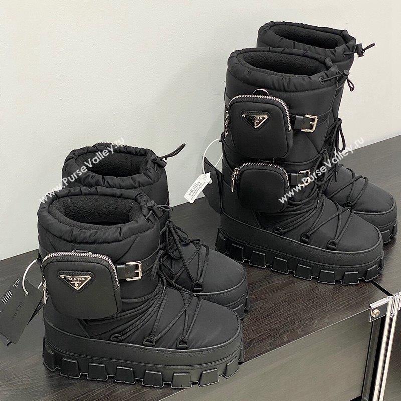 Prada Nylon gabardine apres-ski boots with Pouch Black 2023 1U007N (MD-231013053)