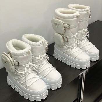 Prada Nylon gabardine apres-ski boots with Pouch White 2023 1U007N (MD-231013054)