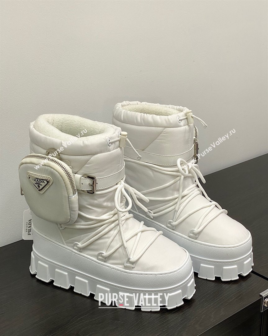 Prada Nylon gabardine apres-ski boots with Pouch White 2023 1U007N (MD-231013054)