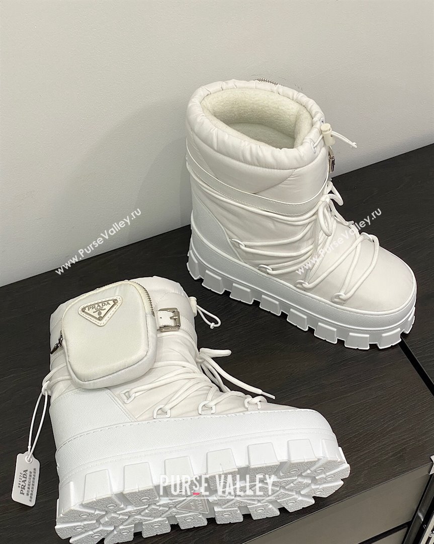 Prada Nylon gabardine apres-ski boots with Pouch White 2023 1U007N (MD-231013054)