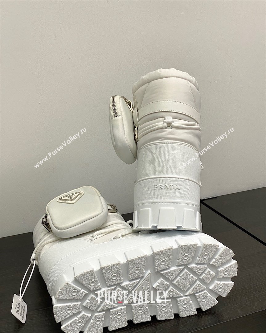 Prada Nylon gabardine apres-ski boots with Pouch White 2023 1U007N (MD-231013054)