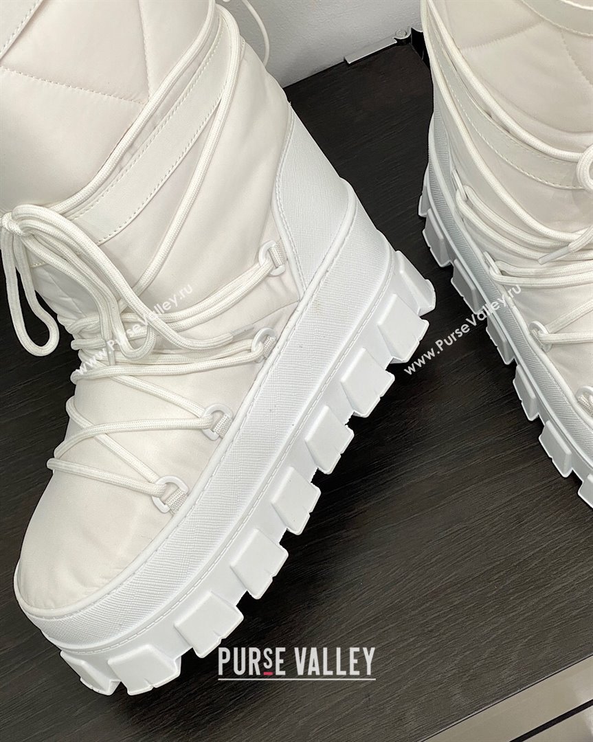 Prada Nylon gabardine apres-ski boots with Pouch White 2023 1U007N (MD-231013054)