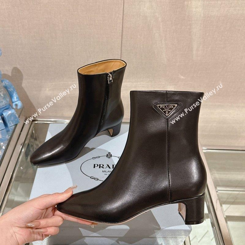 Prada Leather Heel Ankle Boots 5.5cm Black 2023 1T192N (MD-231013057)