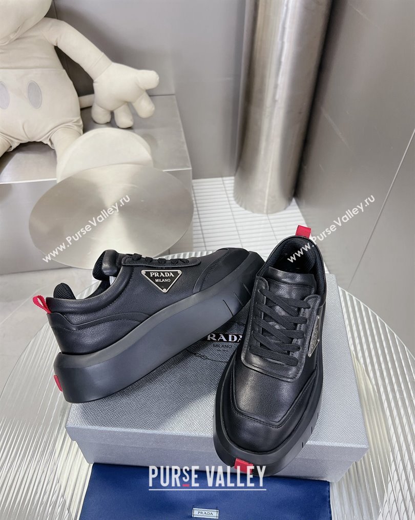 Prada Leather Platform Sneakers 5cm Black 2023 1 PR10263 (MD-231026023)