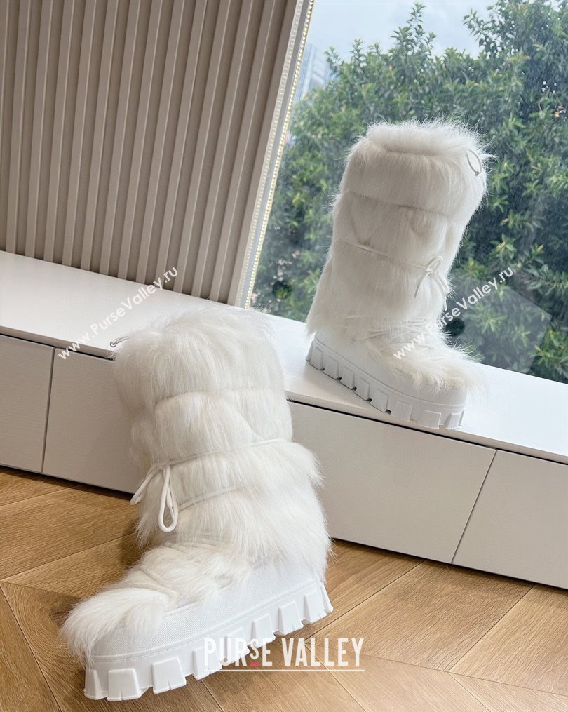 Prada Wool Apres-Ski Medium Boots White 2023 1U032N (MD-231026038)