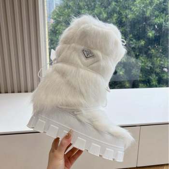 Prada Wool Apres-Ski Medium Boots White 2023 1U032N (MD-231026038)