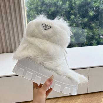 Prada Wool Apres-Ski Ankle Boots White 2023 1U032N (MD-231026035)