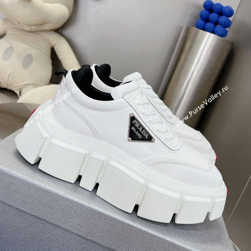 Prada Leather Platform Sneakers 5cm White 2023 2 PR10263 (MD-231026024)