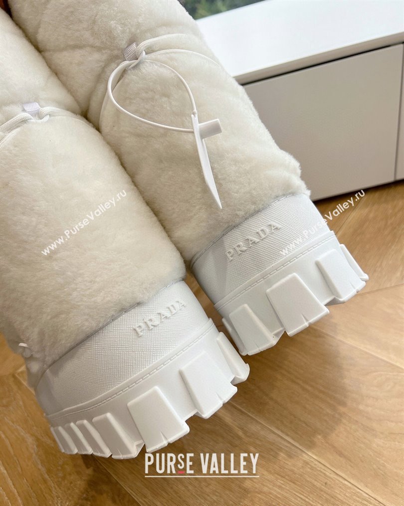 Prada Shearling Apres-Ski Medium Boots White 2023 1U032N (MD-231026041)