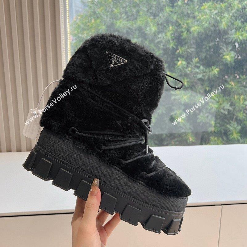 Prada Shearling Apres-Ski Ankle Boots Black 2023 1U032N (MD-231026043)