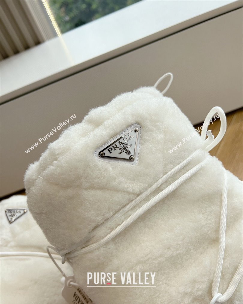 Prada Shearling Apres-Ski Ankle Boots White 2023 1U032N (MD-231026044)