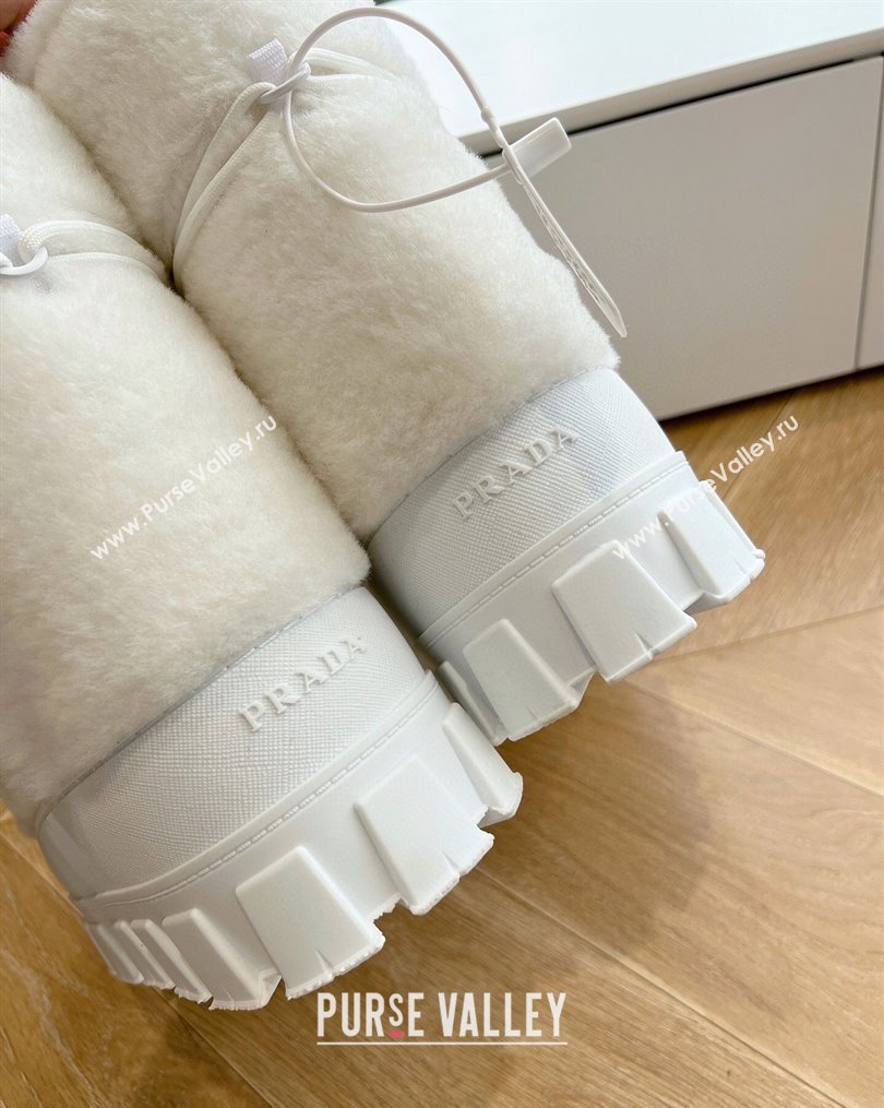 Prada Shearling Apres-Ski Ankle Boots White 2023 1U032N (MD-231026044)