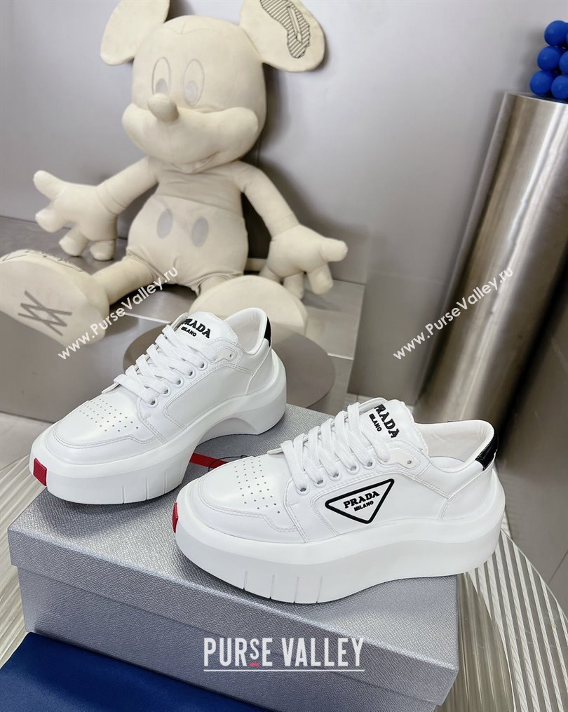 Prada Leather Platform Sneakers 5cm White2 2023 3 PR10263 (MD-231026026)