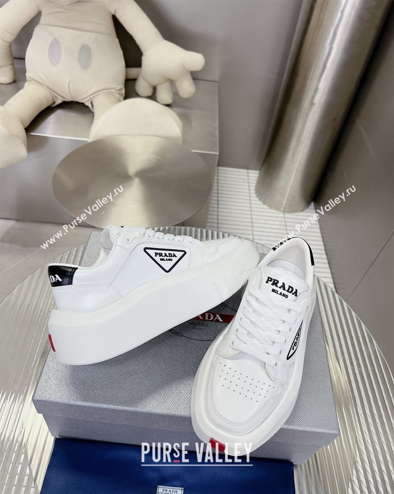 Prada Leather Platform Sneakers 5cm White2 2023 3 PR10263 (MD-231026026)