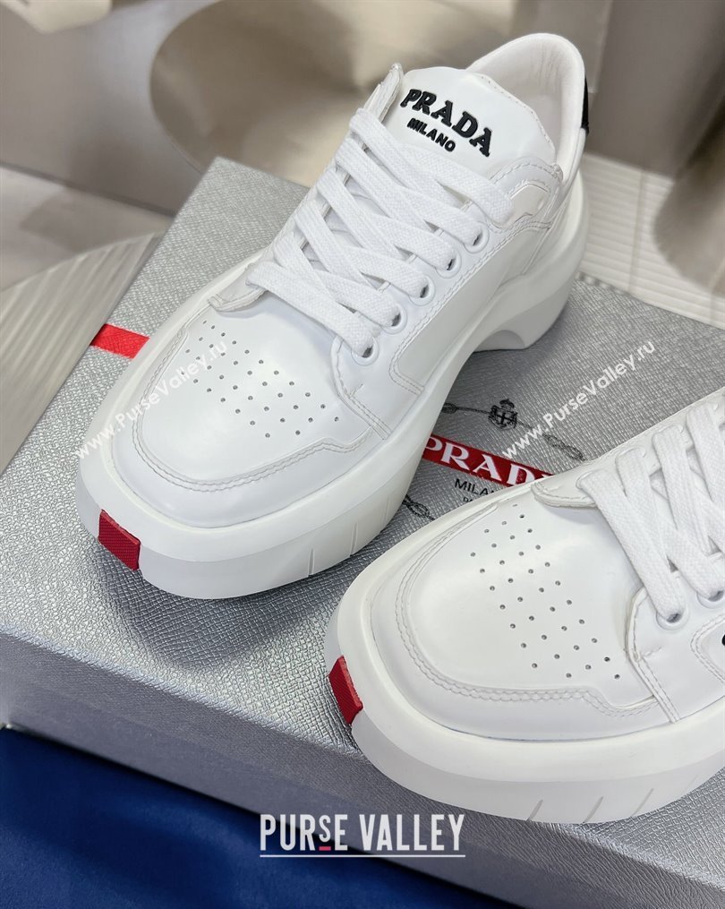 Prada Leather Platform Sneakers 5cm White2 2023 3 PR10263 (MD-231026026)