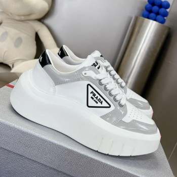 Prada Leather Platform Sneakers 5cm White/Grey 2023 3 PR10263 (MD-231026027)