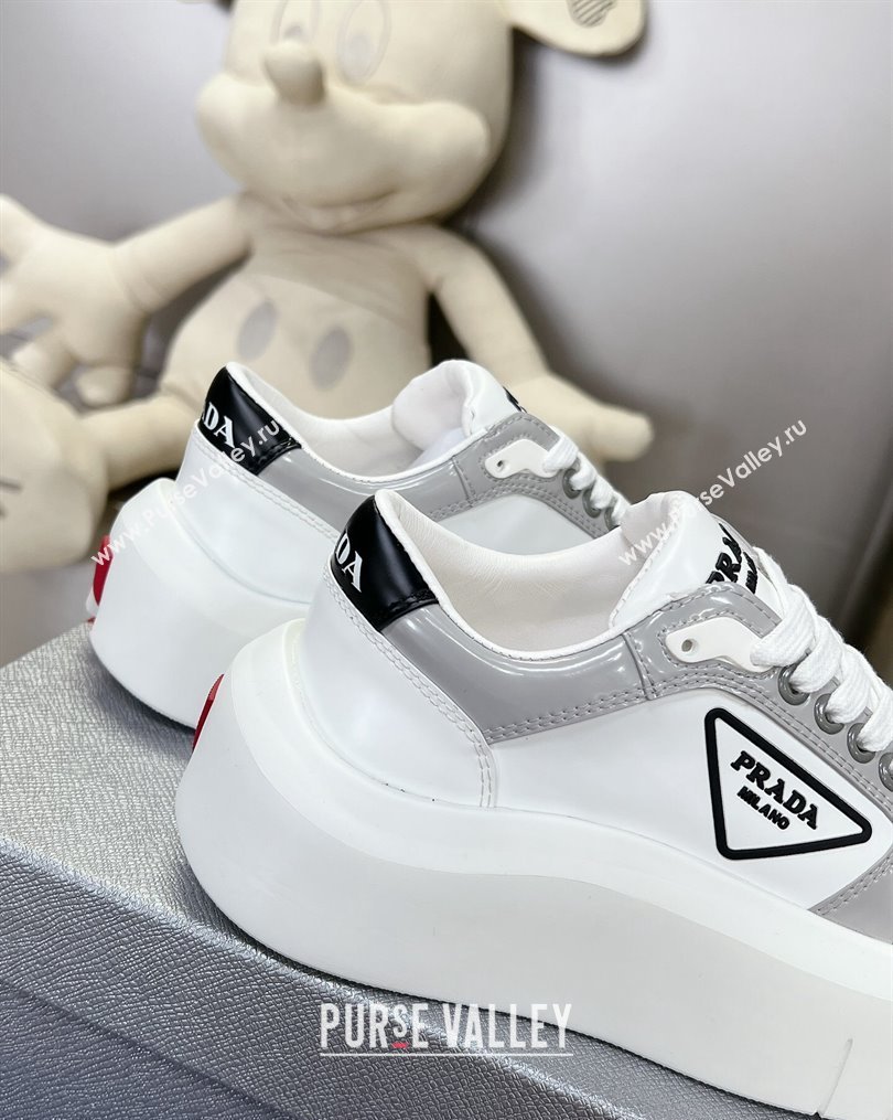 Prada Leather Platform Sneakers 5cm White/Grey 2023 3 PR10263 (MD-231026027)