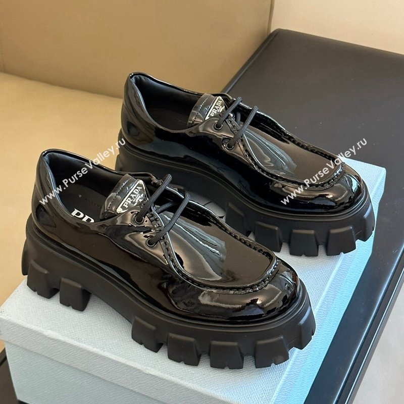 Prada Monolith Patent Leather Loafers Black 2023 PR11061 (SS-231106015)