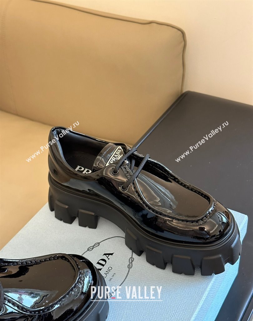 Prada Monolith Patent Leather Loafers Black 2023 PR11061 (SS-231106015)