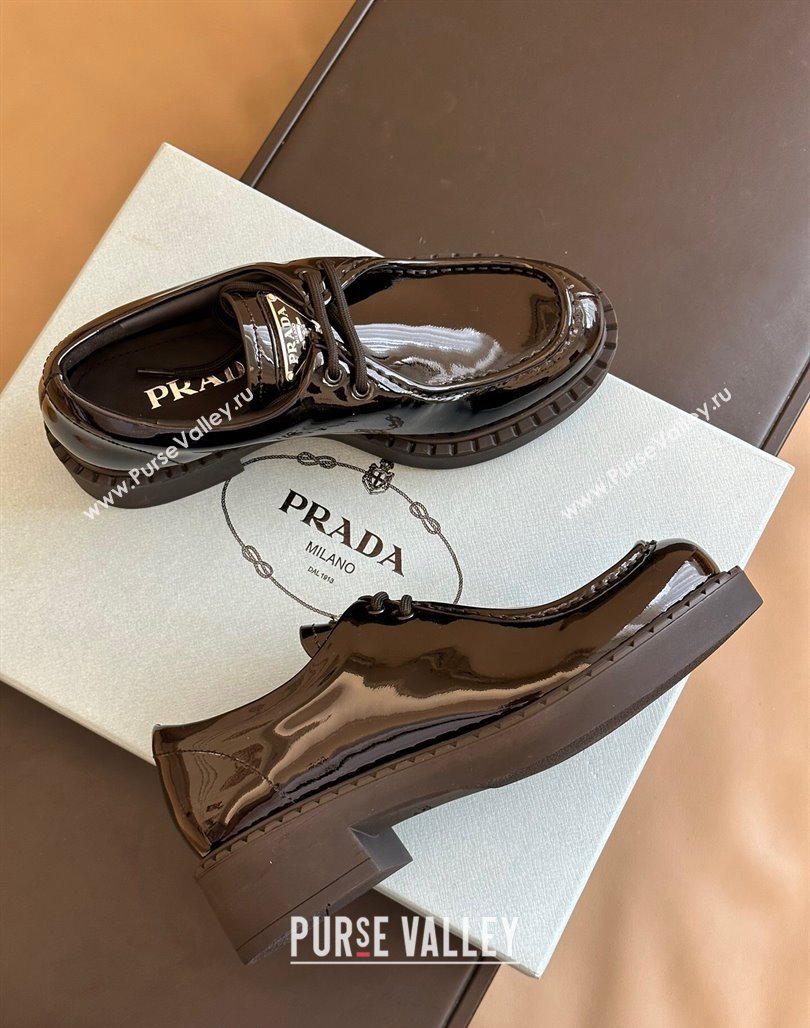 Prada Patent Leather Lace-up Loafers Black 2023 PR11061 (SS-231106018)