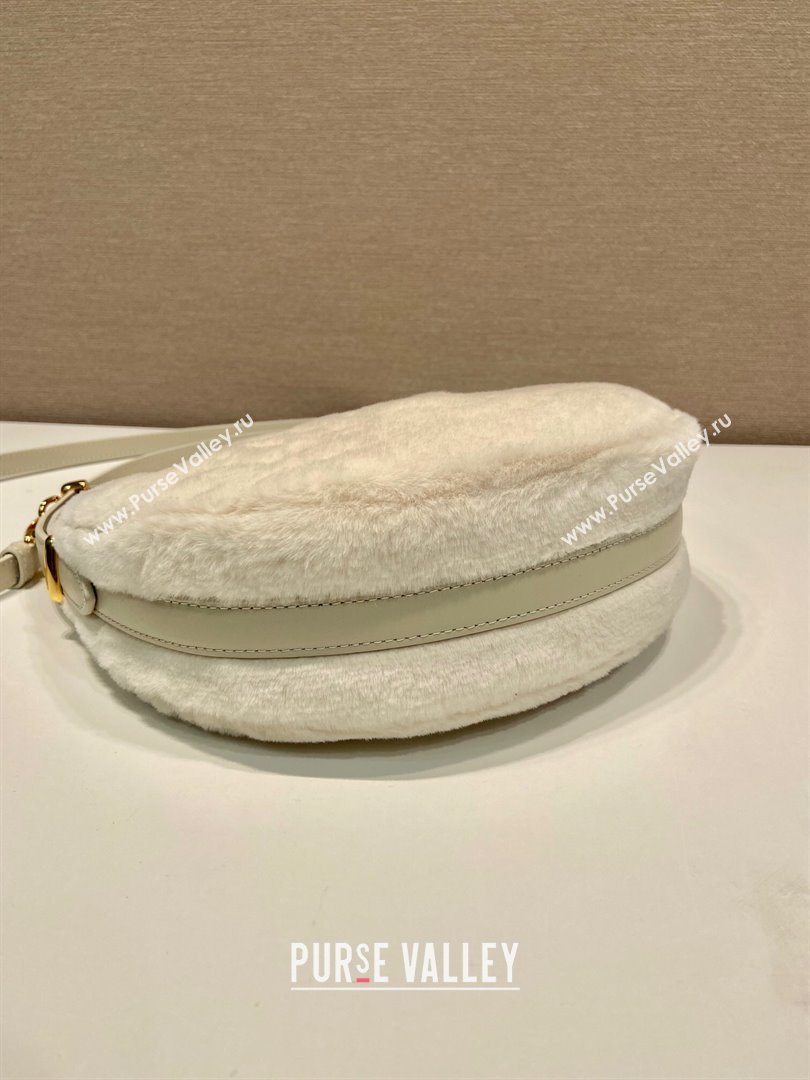 Prada Arque shearling and leather shoulder bag White 2023 1BC194 (YZ-231115063)