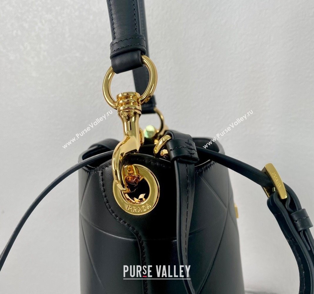 Prada Quilted Leather Bucket Bag Black 1BA380 2024 (YZ-240119028)