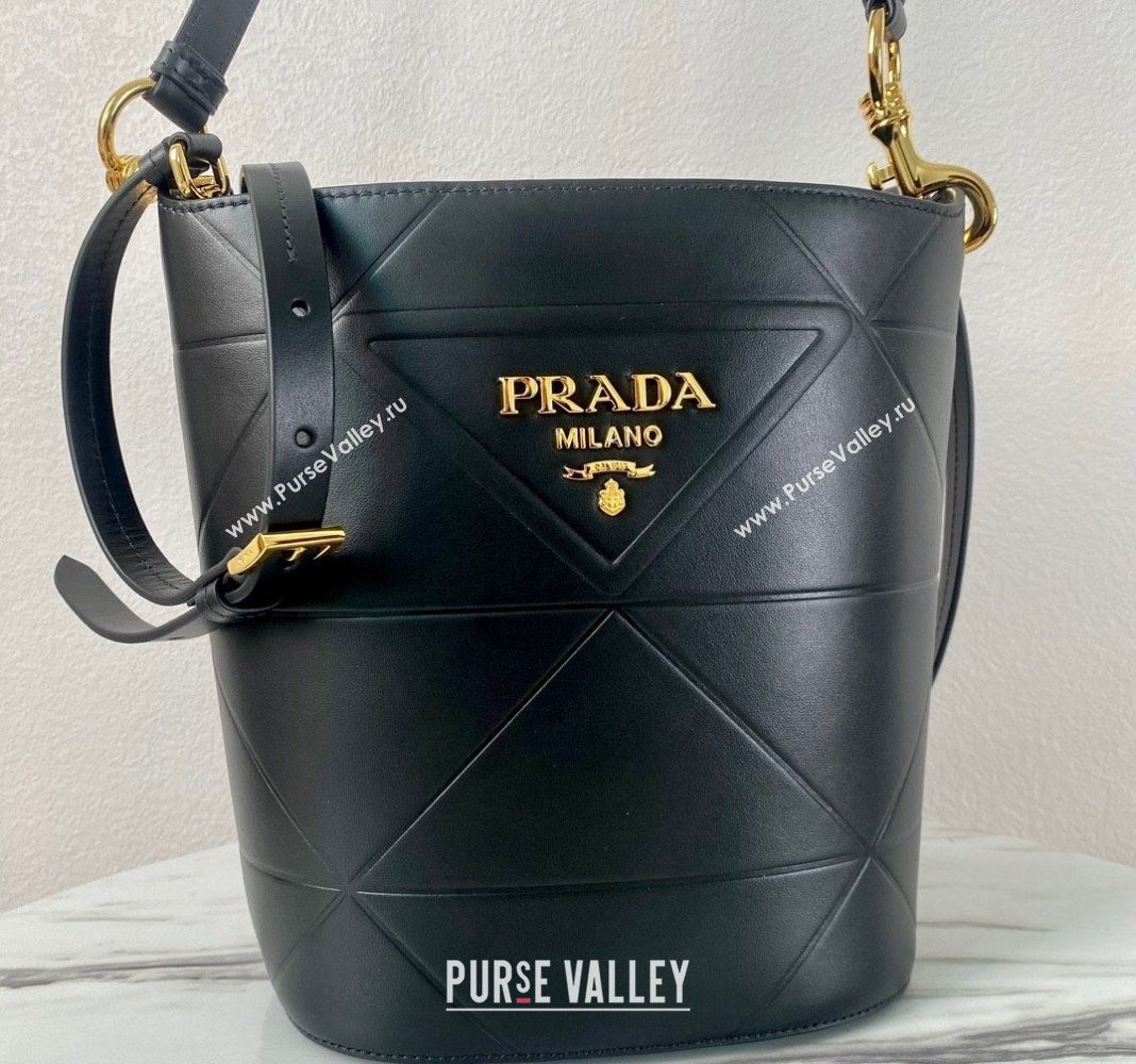 Prada Quilted Leather Bucket Bag Black 1BA380 2024 (YZ-240119028)