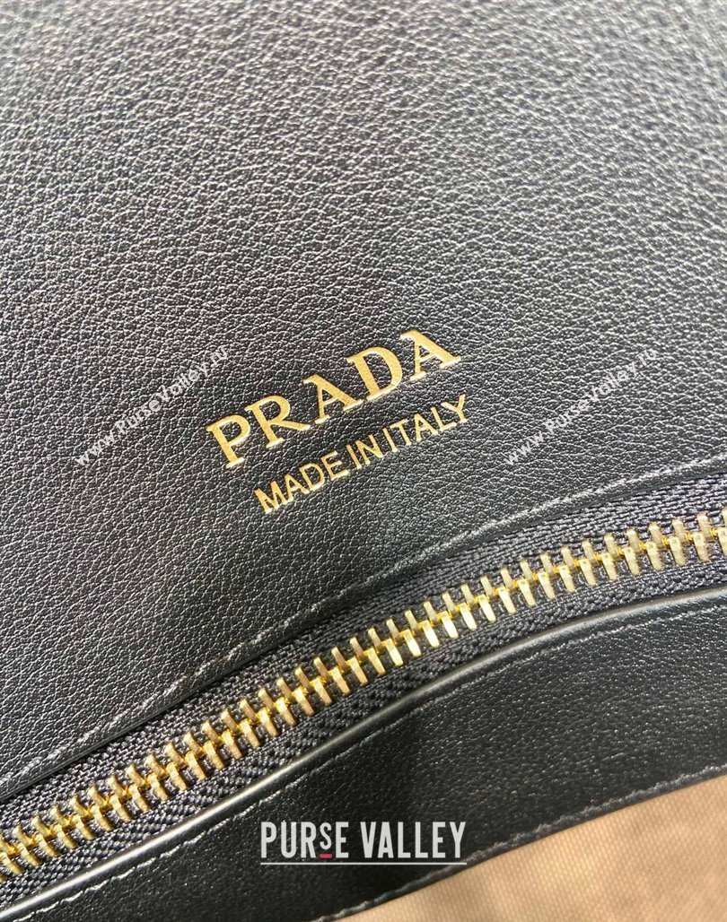 Prada Large leather tote bag with buckles 1BG508 Black 2024 (YZ-240220029)