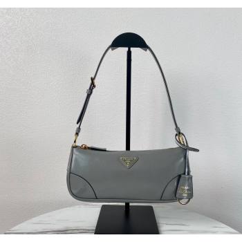 Prada Re-Edition 2002 small shiny leather shoulder bag 1BC201 Grey 2024 (YZ-240220019)