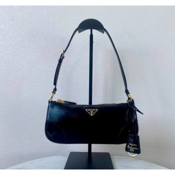 Prada Re-Edition 2002 small shiny leather shoulder bag 1BC201 Black 2024 (YZ-240220020)