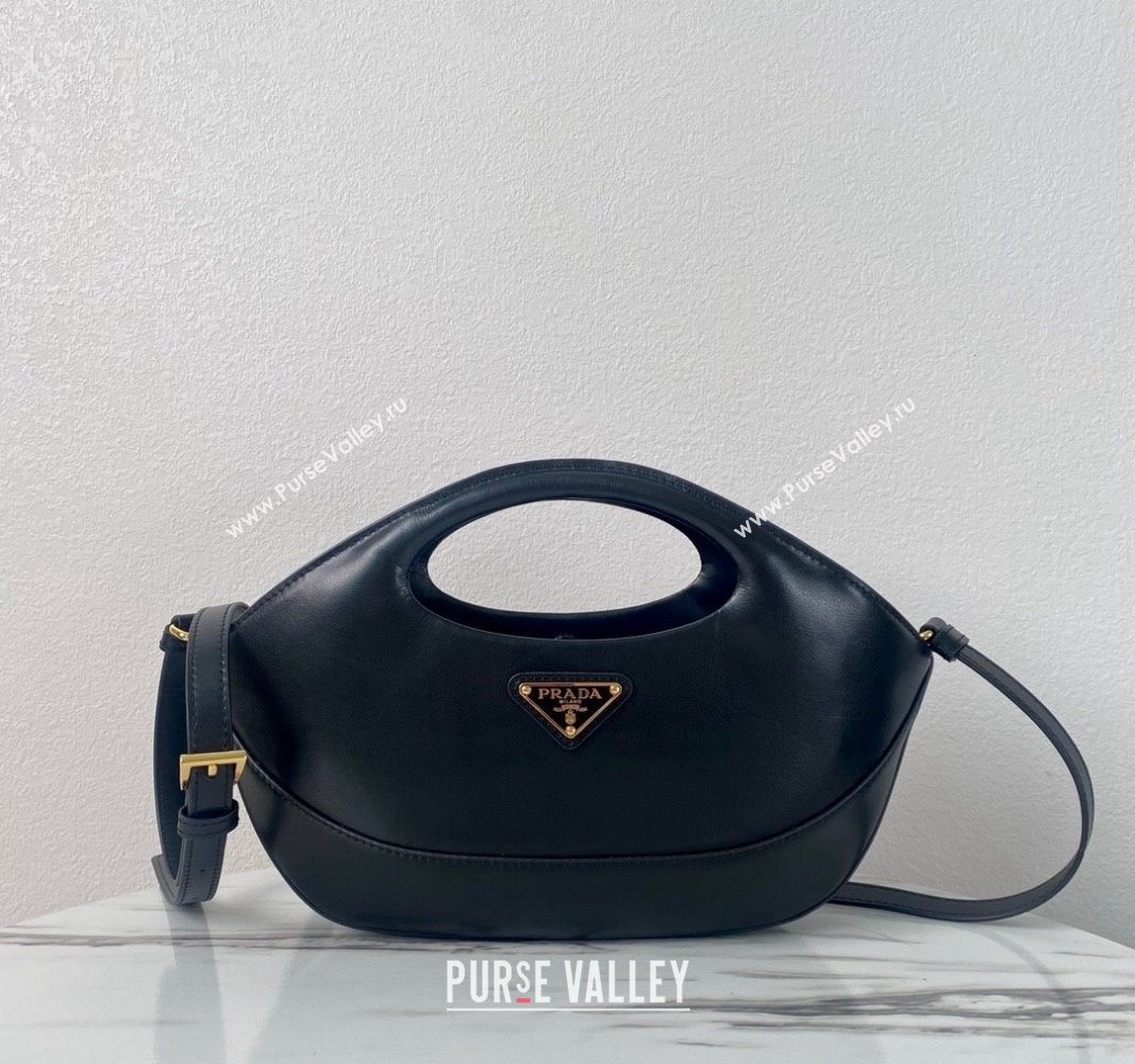 Prada Medium leather handbag 1BA421 Black 2024 (YZ-240220030)