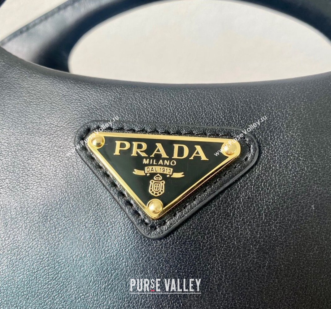 Prada Medium leather handbag 1BA421 Black 2024 (YZ-240220030)