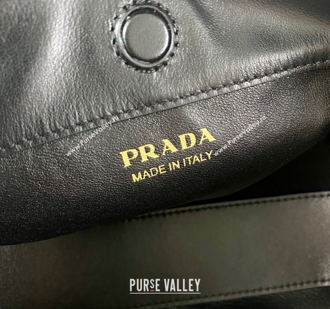 Prada Medium leather handbag 1BA421 Black 2024 (YZ-240220030)