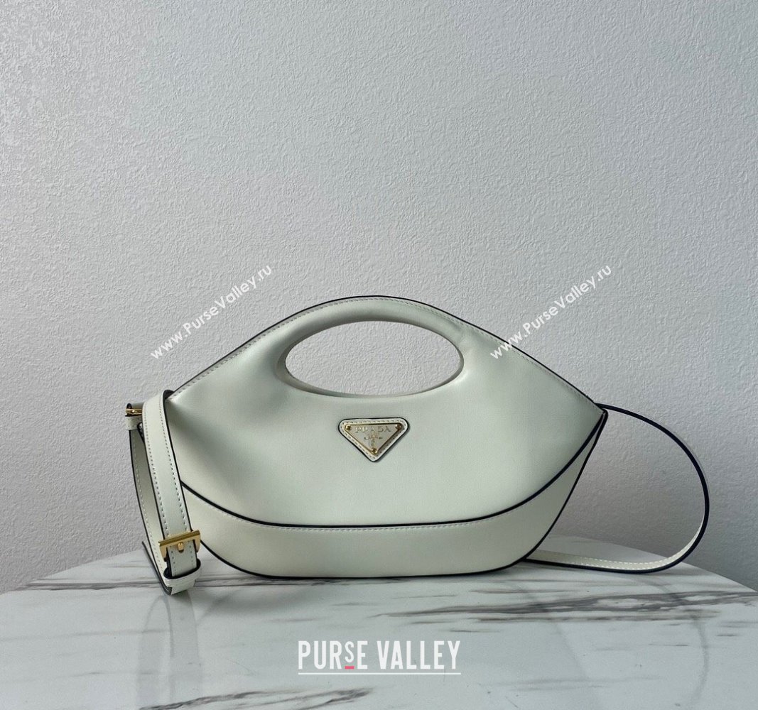 Prada Medium leather handbag 1BA421 White 2024 (YZ-240220031)