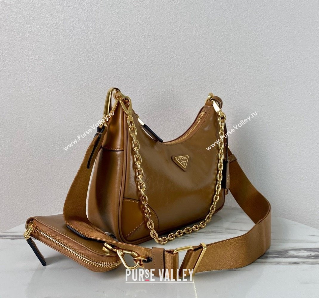 Prada Re-Edition 2005 Siny Leather Hobo Bag 1BC204 Brown 2024 (YZ-240220014)