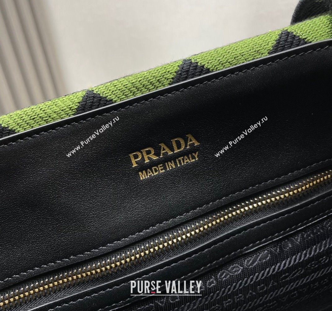 Prada Mens Symbole bag in embroidered fabric 2VG107 Black/Ivy Green 2024 (YZ-240220043)