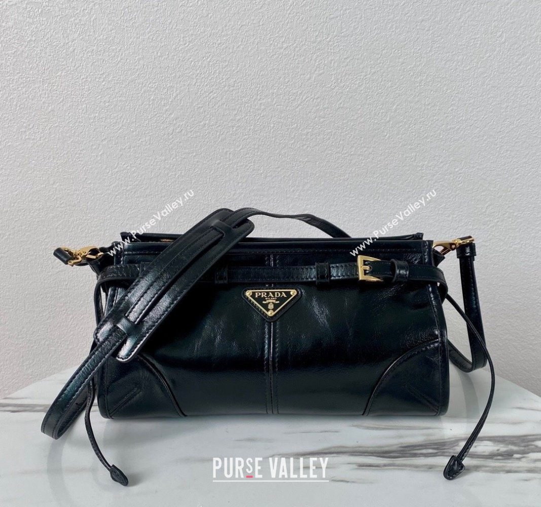 Prada LusSolf Siny Leather Shoulder Bag 1BA215 Black 2024 (YZ-240220016)