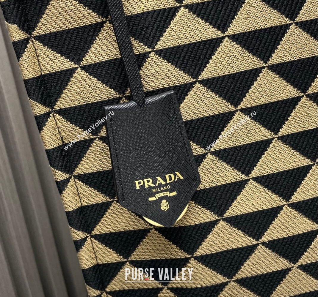 Prada Mens Symbole bag in embroidered fabric 2VG107 Black/Beige 2024 (YZ-240220042)