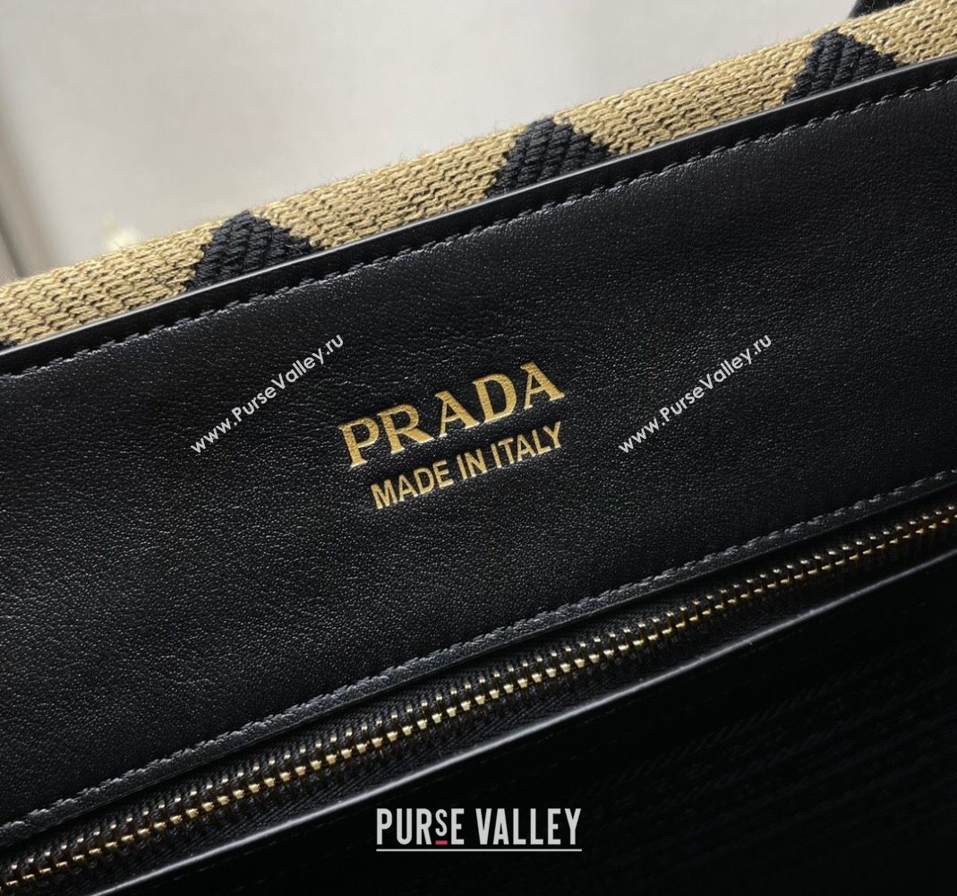 Prada Mens Symbole bag in embroidered fabric 2VG107 Black/Beige 2024 (YZ-240220042)